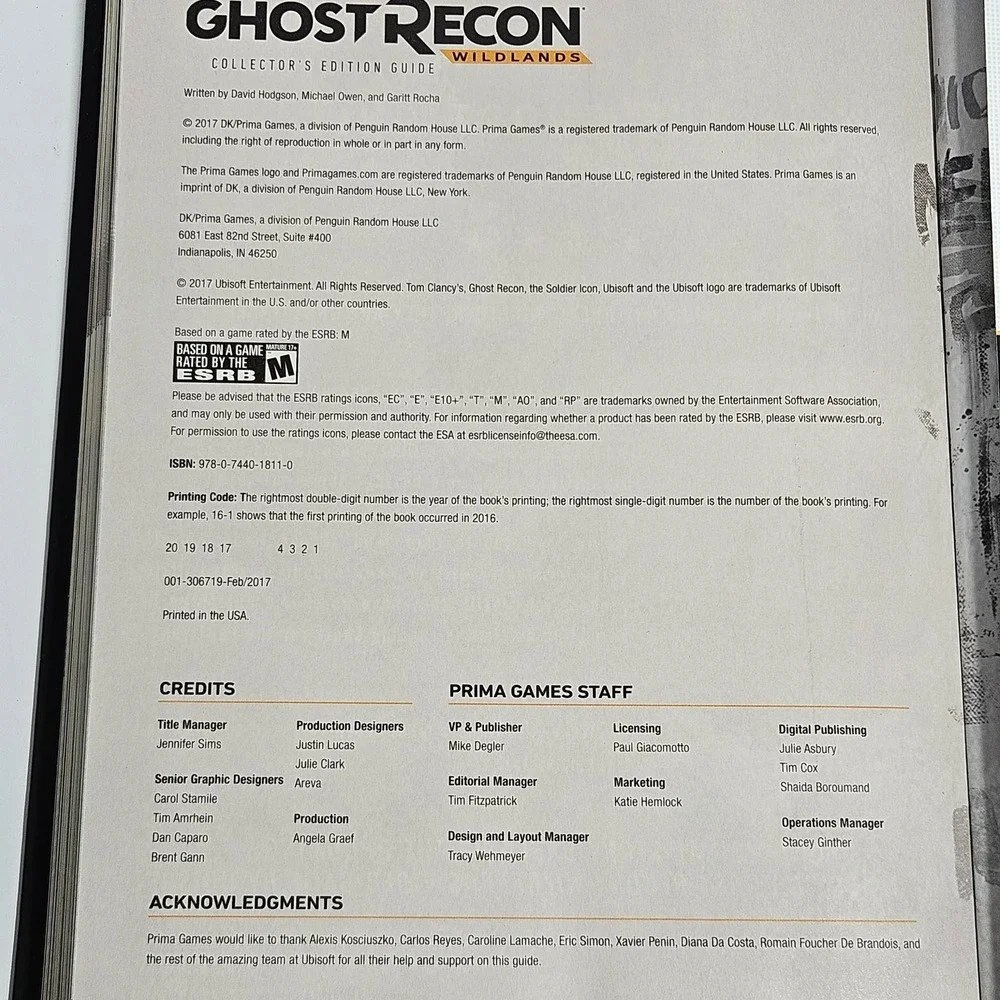 Ghost Recon Wildlands Collector's Edition Guide Prima Games Hardcover